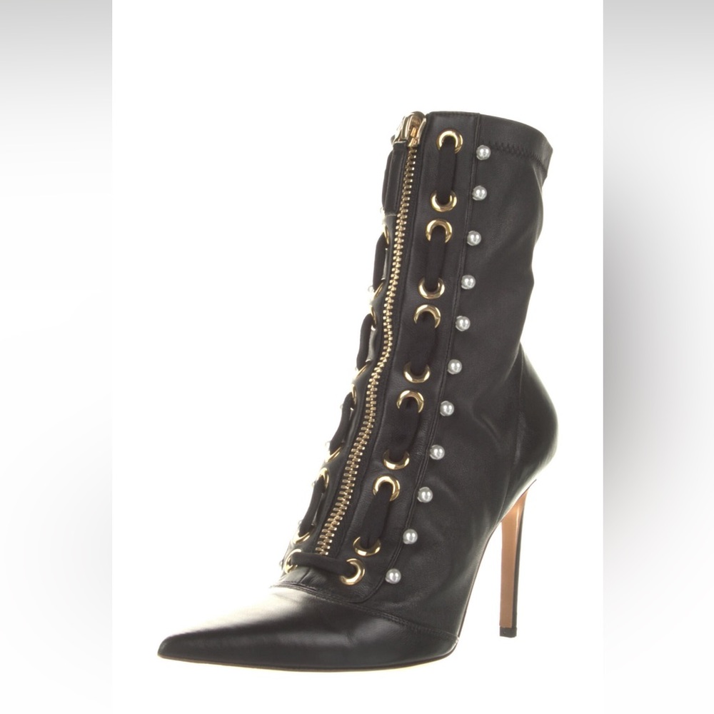 Alturzarra leather beaded accent lace up boots.